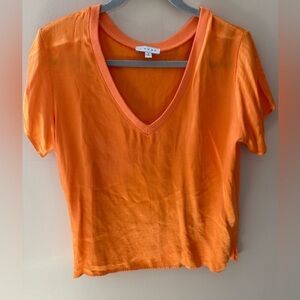 S’edge satin orange sateen short sleeve top size XS made in USA